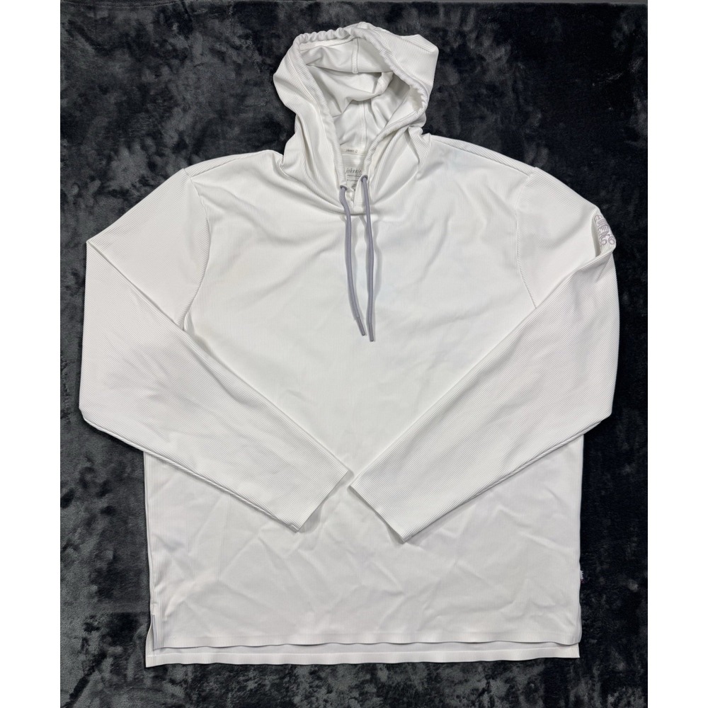 johnnie-O Performance Men's XL White Ribbed Hoodie Pullover Stretch 1956 Logo